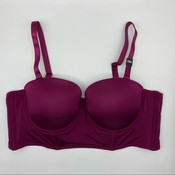 Torrid Women’s Plus Size Push-Up Dark Berry Pink MultiWay Strapless Longline Bra - Picture 7 of 15